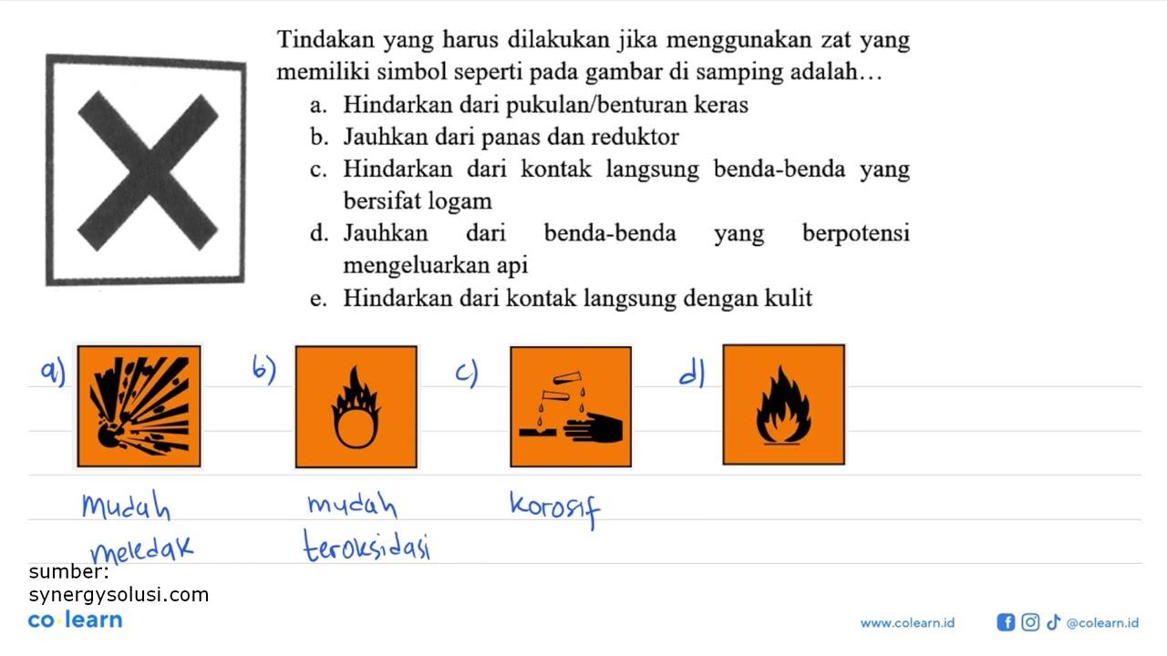 (simbol berbahaya) Tindakan yang harus dilakukan jika