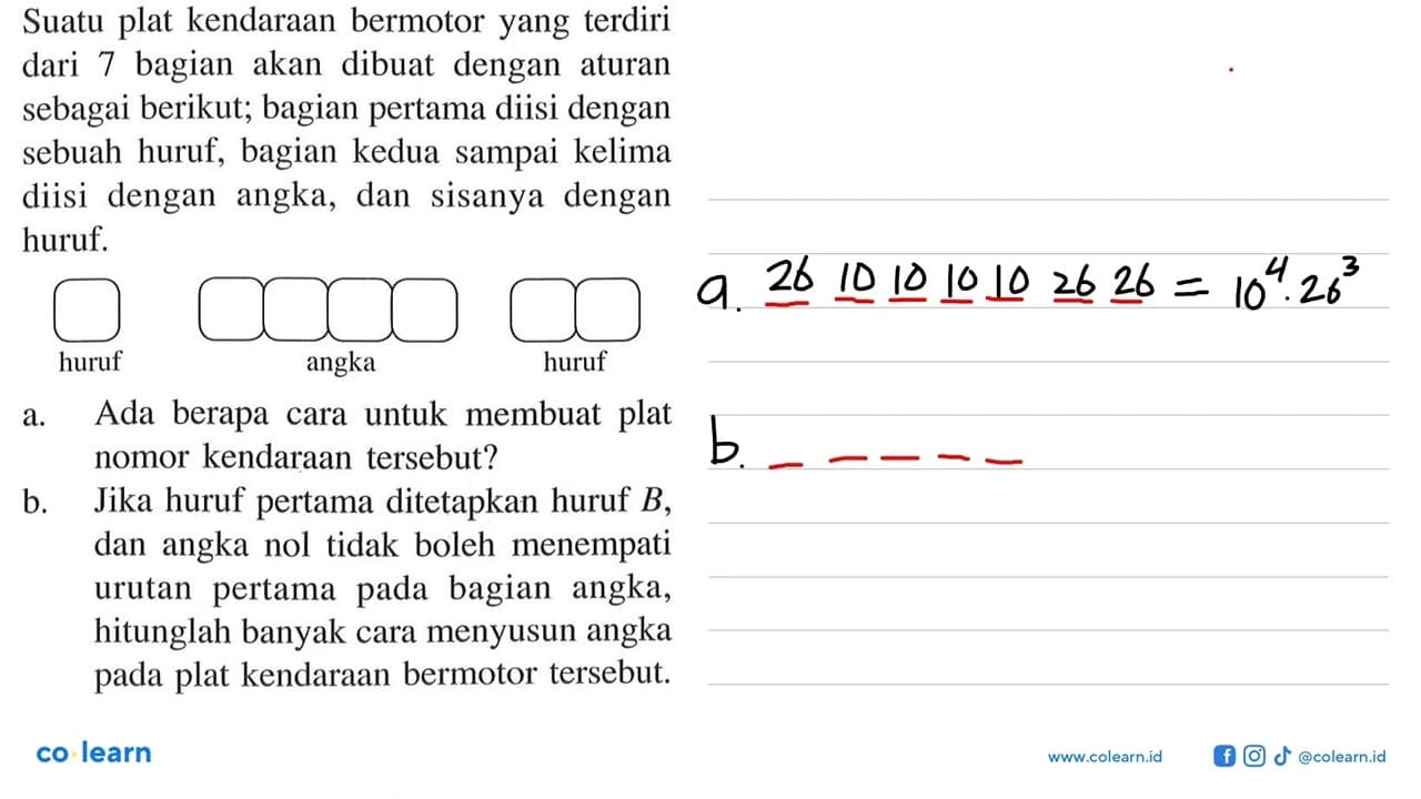 Suatu plat kendaraan bermotor yang terdiri dari 7 bagian