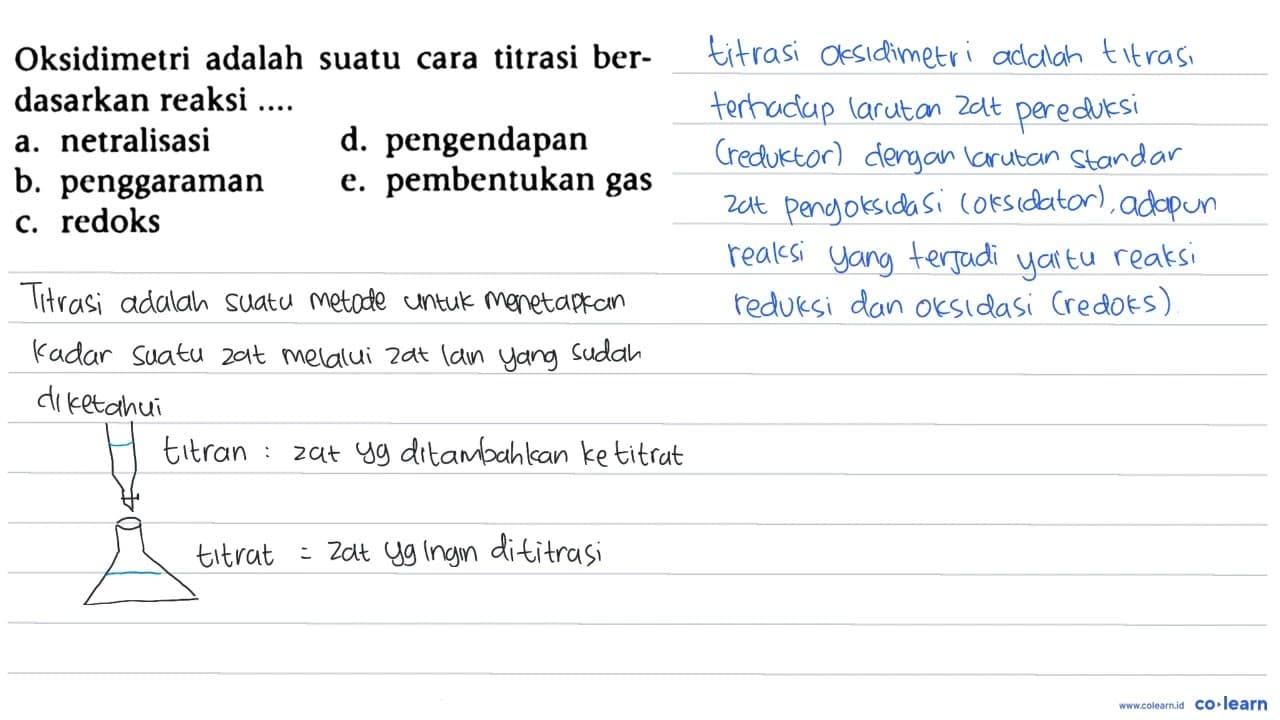 Oksidimetri adalah suatu cara titrasi berdasarkan