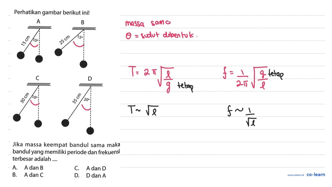 Perhatikan gambar berikut ini! A 15 cm 10 B 25 cm 15 C. 30