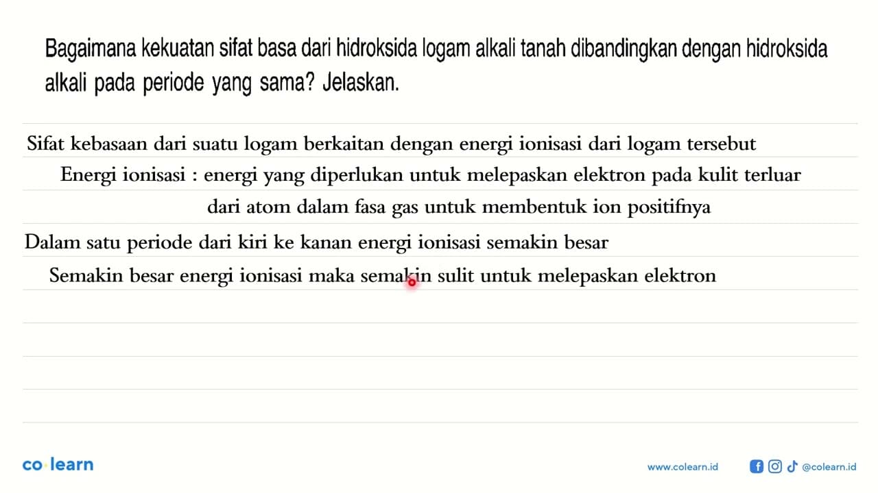 Bagaimana kekuatan sifat basa dari hidroksida logam alkali