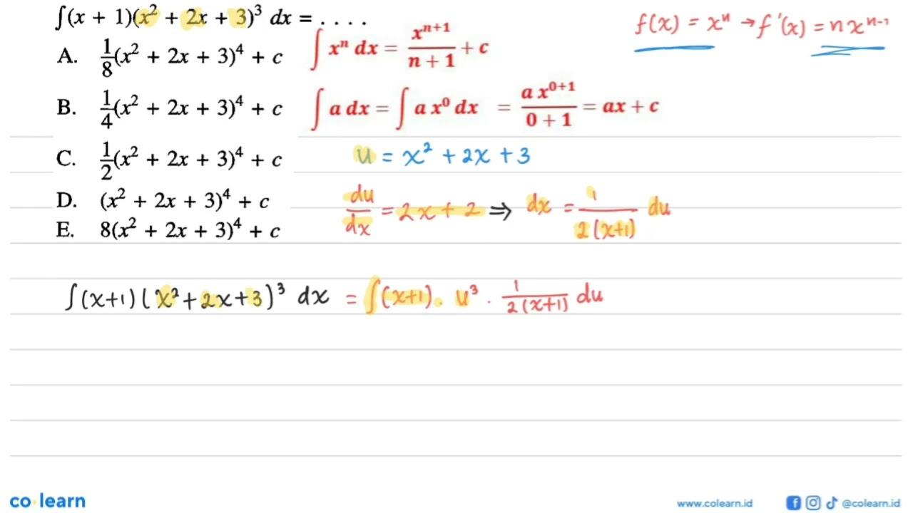 integral (x+1)(x^2+2 x+3)^3 dx=....