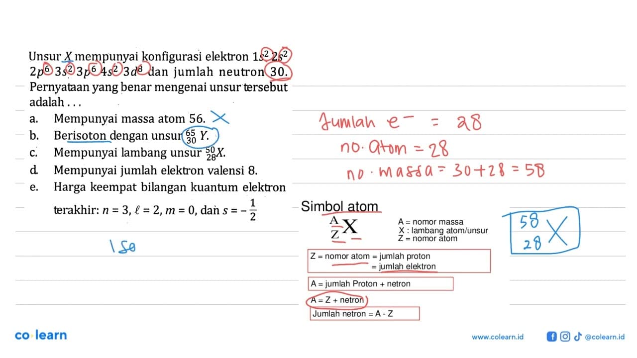 Unsur X mempunyai konfigurasi elektron 1s^2 2s^2 2p^6 3s^2