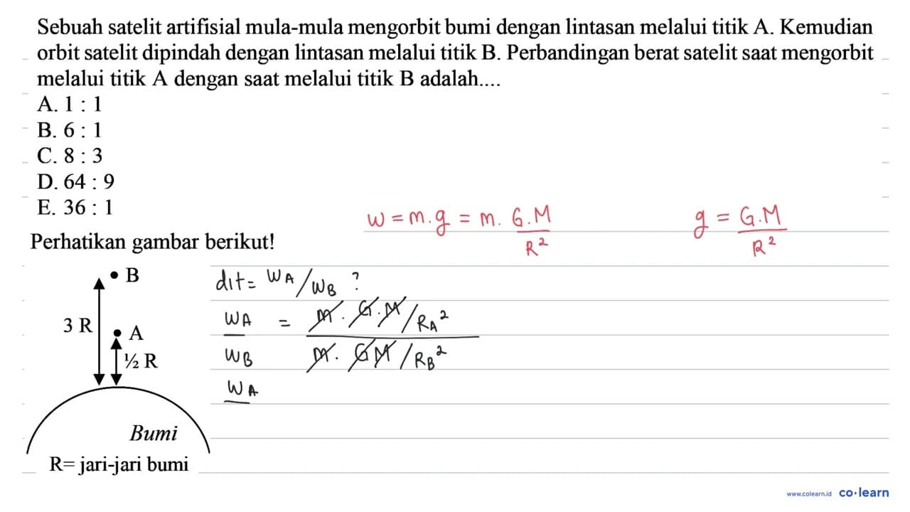 Perhatikan gambar berikut! Sebuah satelit artifisial