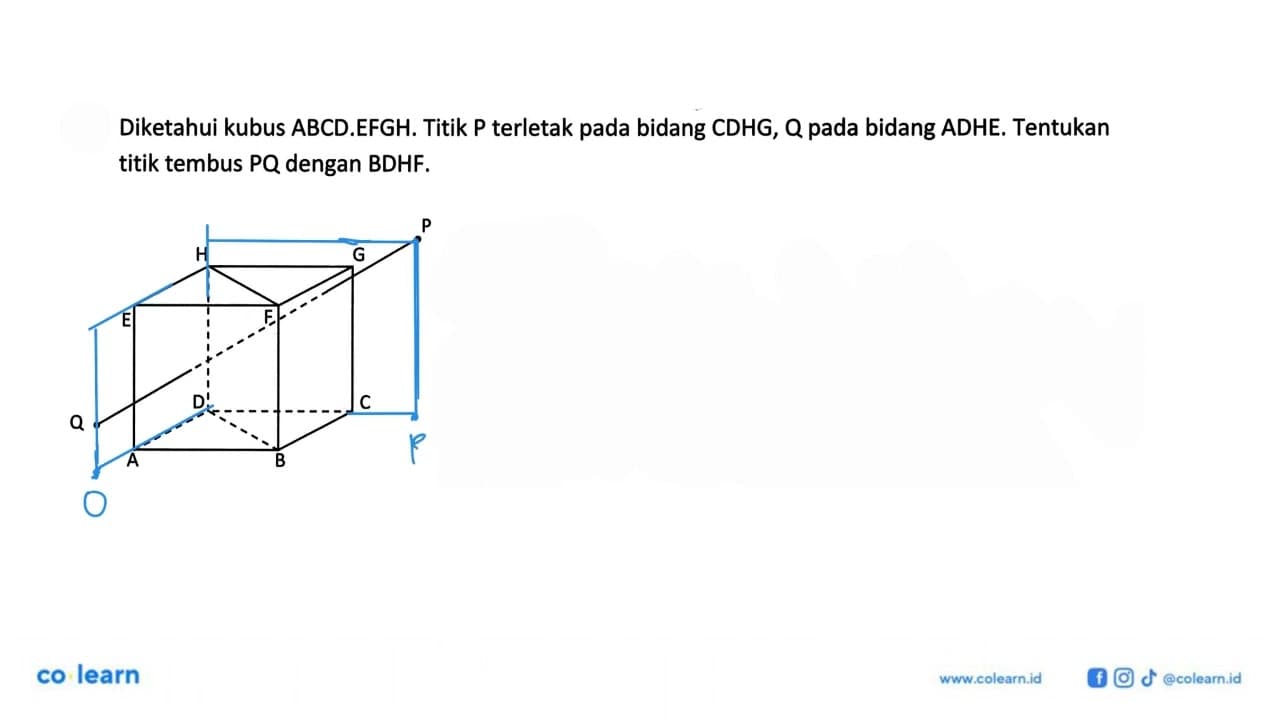 Diketahui kubus ABCD.EFGH. Titik P terletak pada bidang