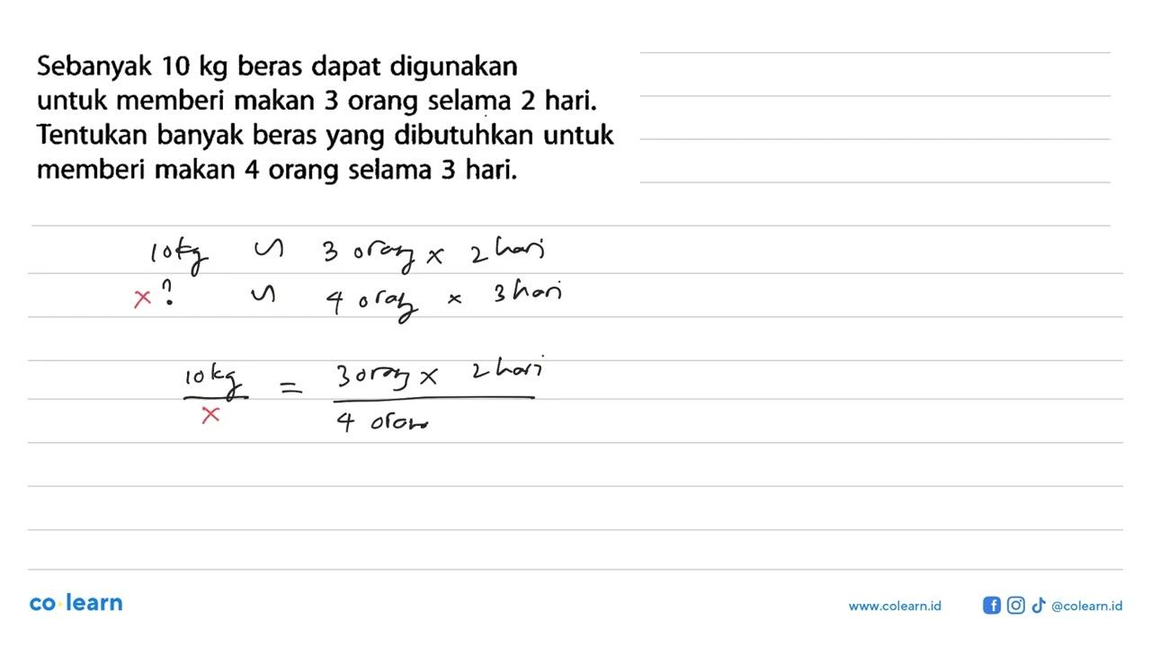 Sebanyak 10 kg beras dapat digunakan untuk memberi makan 3