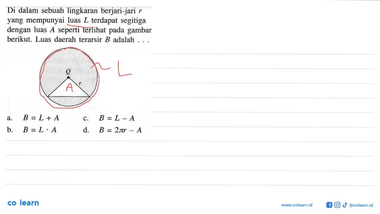 Di dalam sebuah lingkaran berjari-jari r yang mempunyai