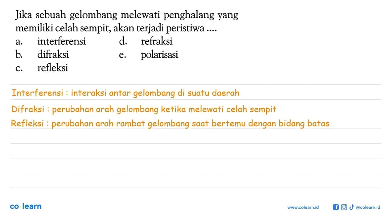 Jika sebuah gelombang melewati penghalang yang memiliki