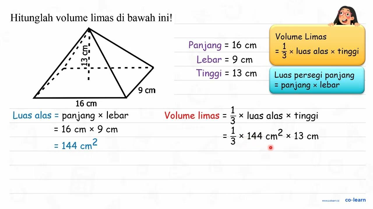 Hitunglah volume limas di bawah ini!