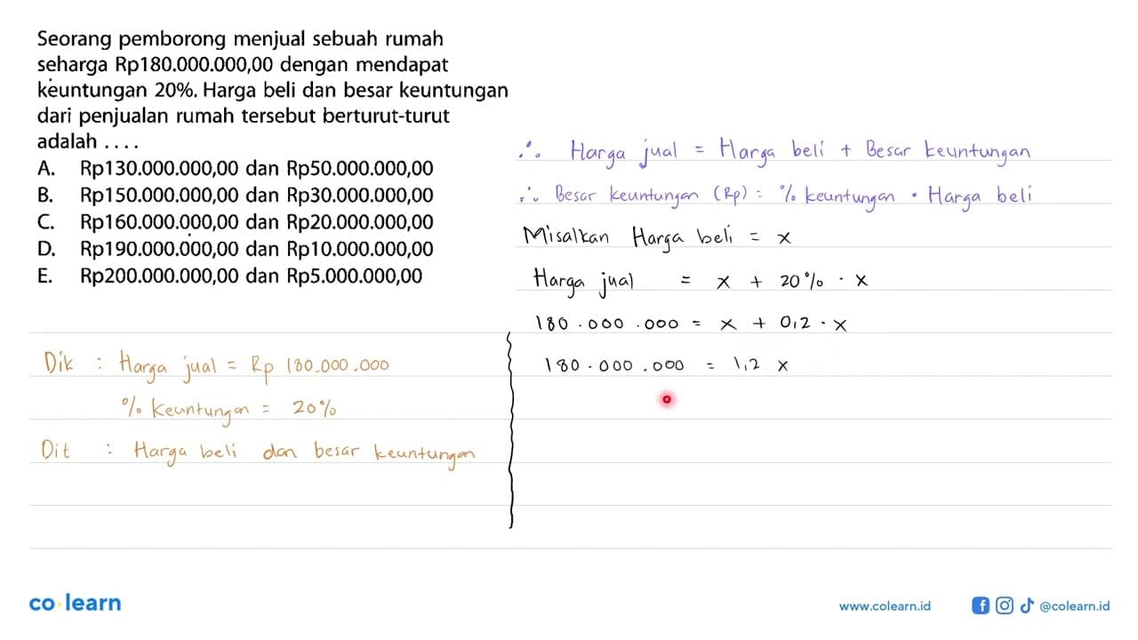 Seorang pemborong menjual sebuah rumah seharga