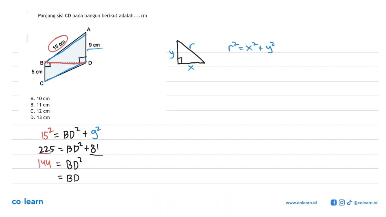 Panjang sisi CD pada bangun berikut adalah.....cm
