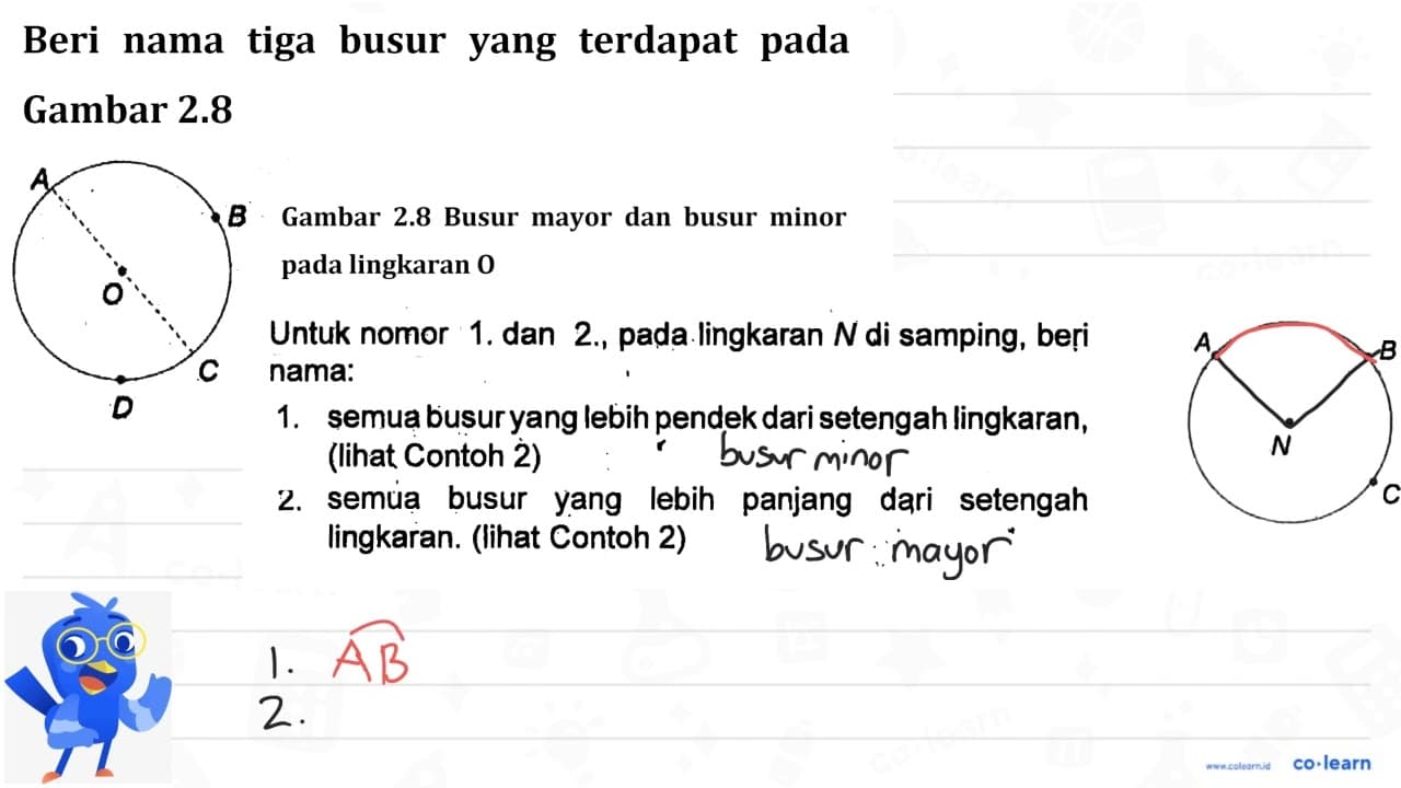 Untuk nomor 1. dan 2,, pada lingkaran N di samping, beri B