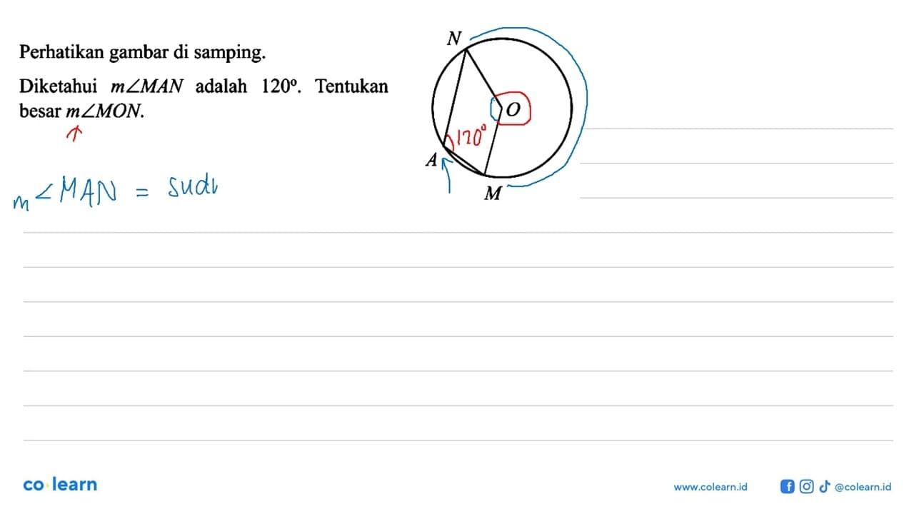 Perhatikan gambar di samping.Diketahui m sudut M A N adalah