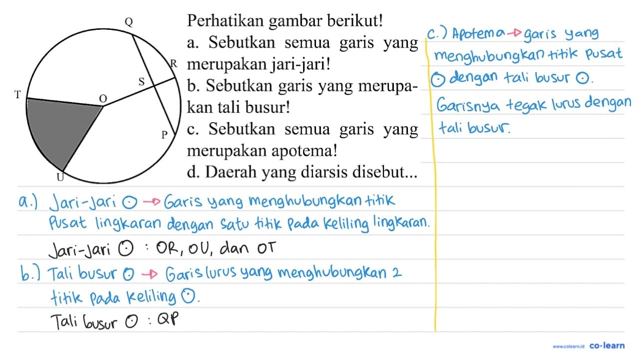 Q R S O T P U Perhatikan gambar berikut! a. sebutkan semua