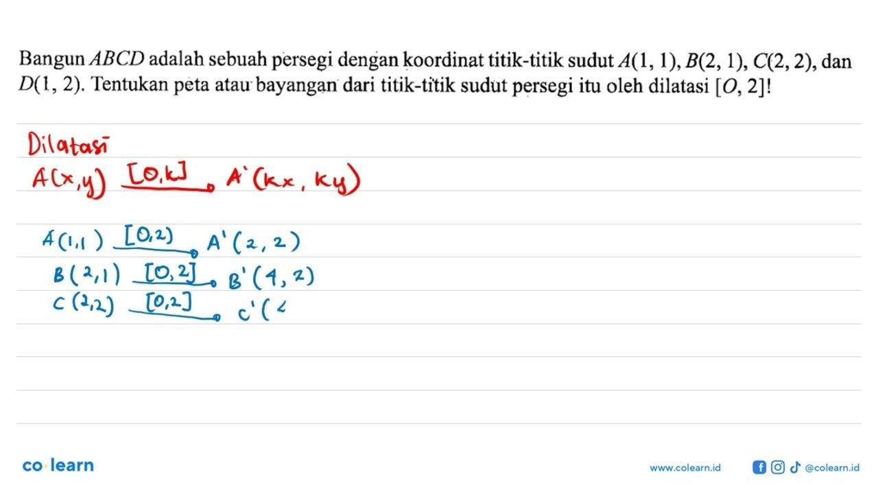 Bangun ABCD adalah sebuah persegi dengan koordinat