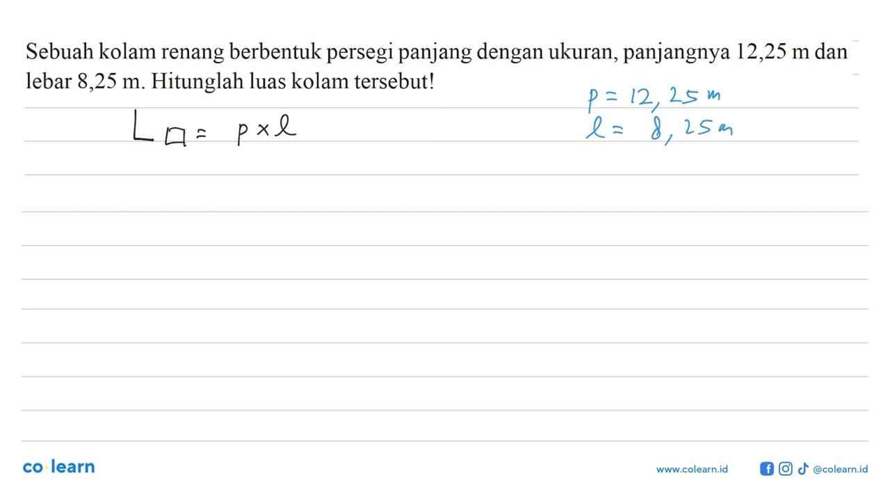 Sebuah kolam renang berbentuk persegi panjang dengan