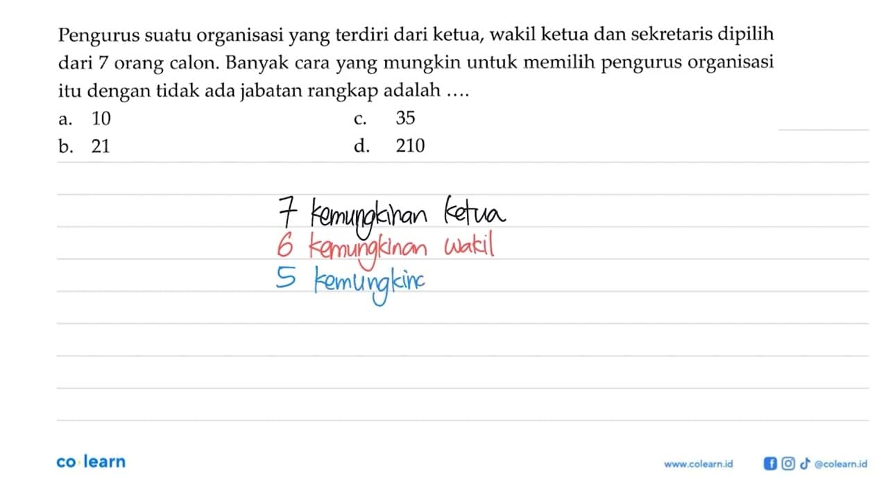 Pengurus suatu organisasi yang terdiri dari ketua, wakil