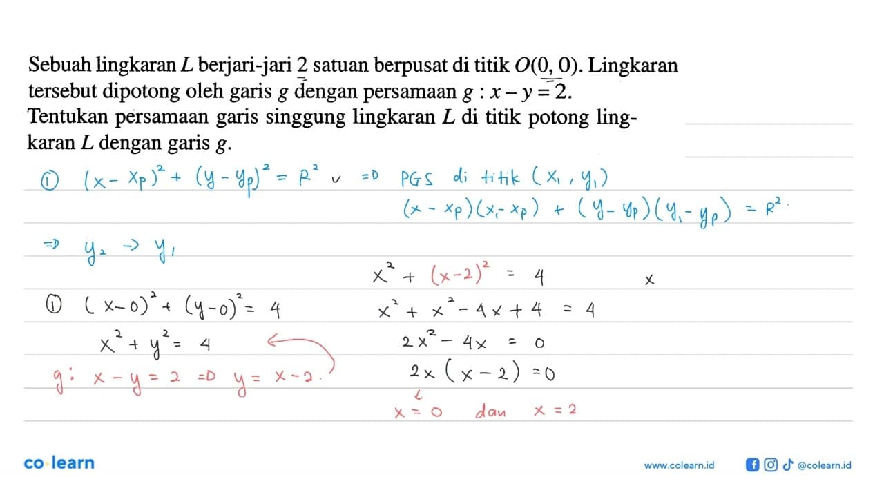 Sebuah lingkaran L berjari-jari 2 satuan berpusat di titik