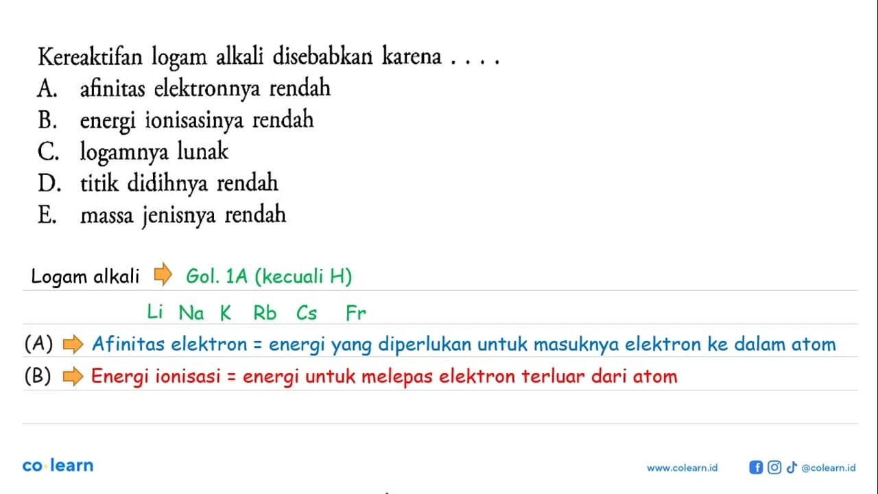 Kereaktifan logam alkali disebabkan karena ...