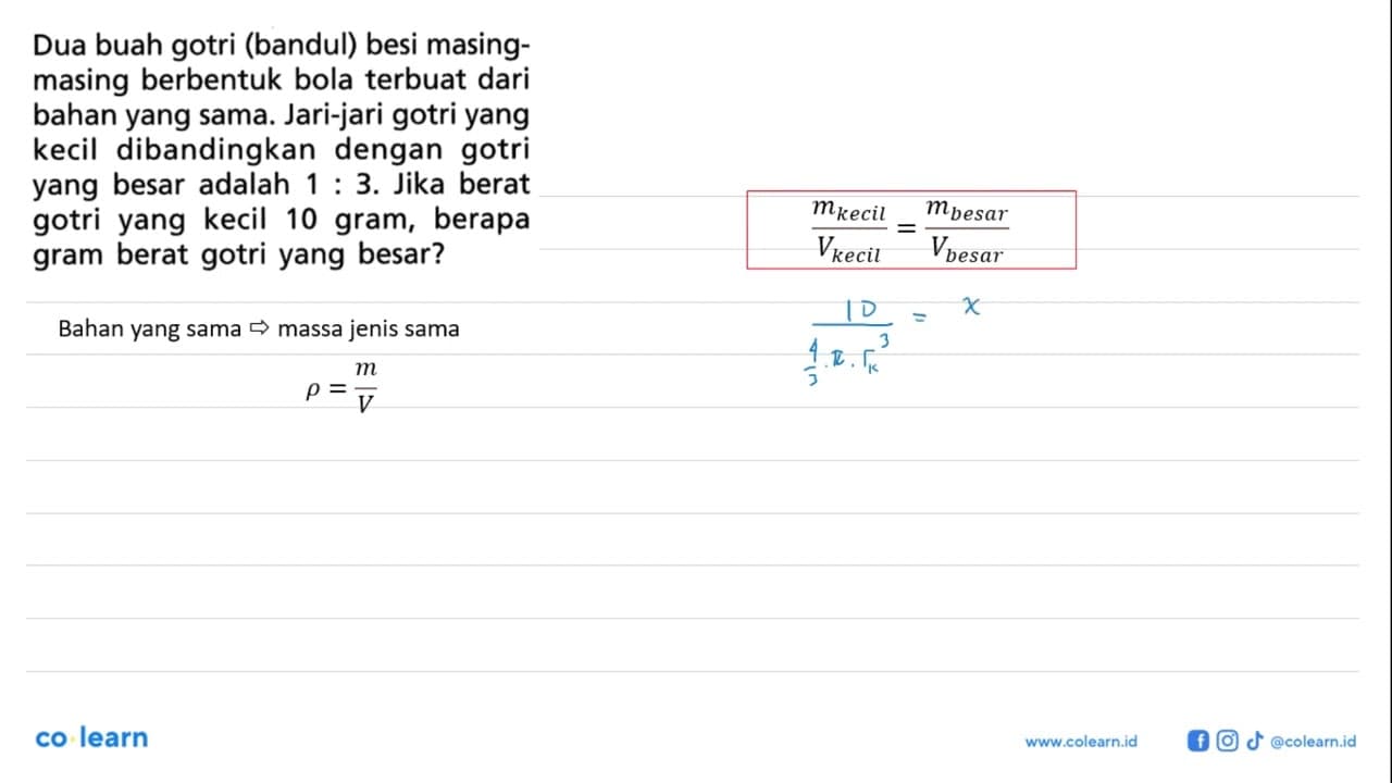 Dua buah gotri (bandul) besi masing-masing berbentuk bola