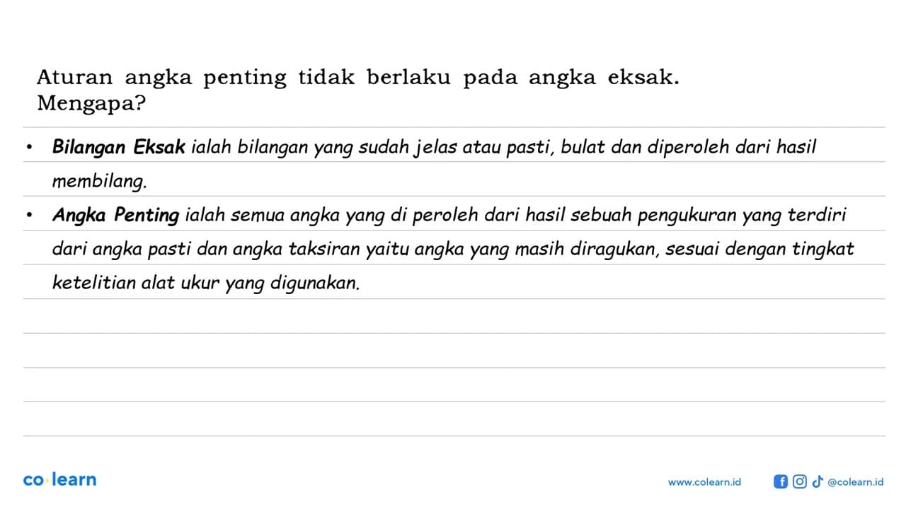 Aturan angka penting tidak berlaku pada angka eksak.