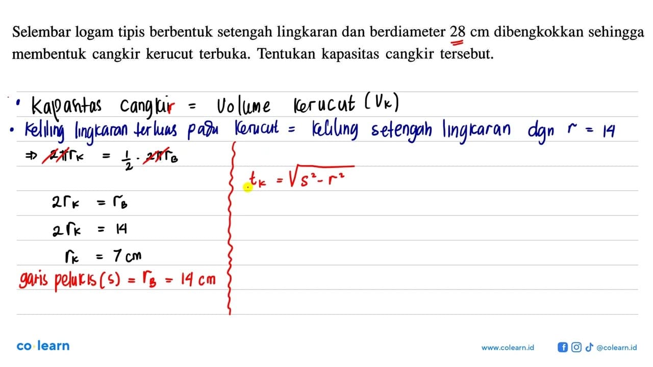 Selembar logam tipis berbentuk setengah lingkaran dan