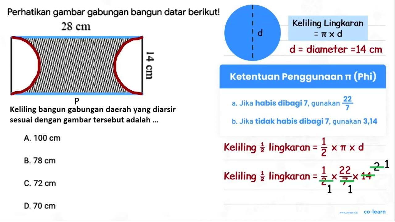 Perhatikan gambar gabungan bangun datar berikut! 28 cm