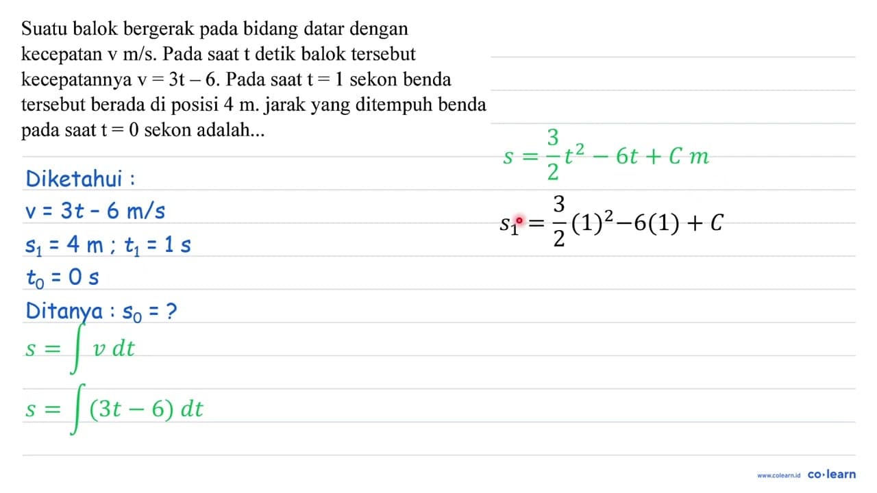 Suatu balok bergerak pada bidang datar dengan kecepatan v