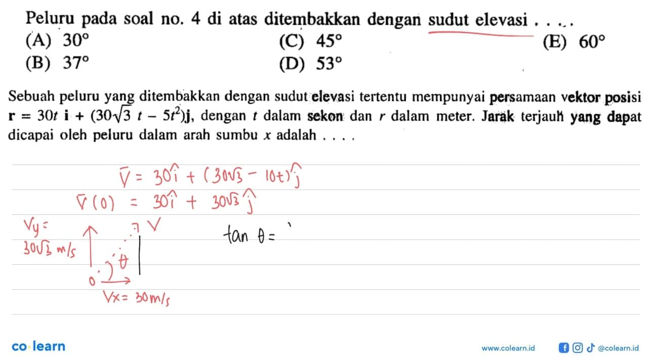 Peluru pada soal no. 4 di atas ditembakkan dengan sudut