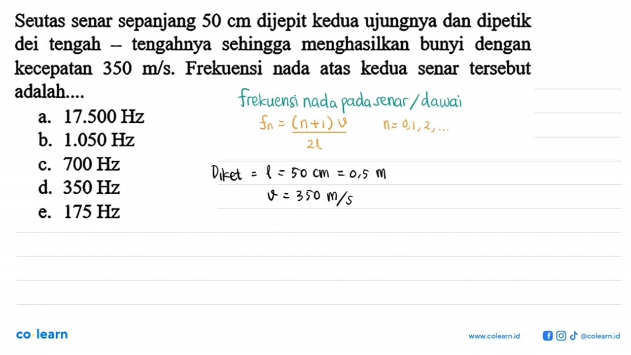 Seutas senar sepanjang 50 cm dijepit kedua ujungnya dan