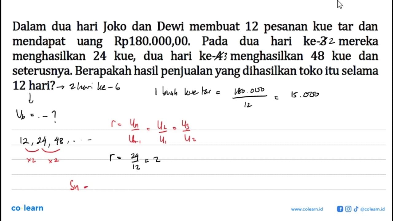 Dalam dua hari Joko dan Dewi membuat 12 pesanan kue tar dan