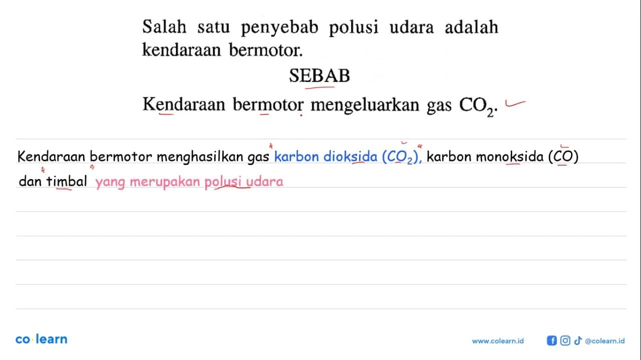 Salah satu penyebab polusi udara adalah kendaraan bermotor