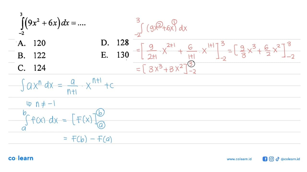 integral -2 3(9x^2+6x) dx=...