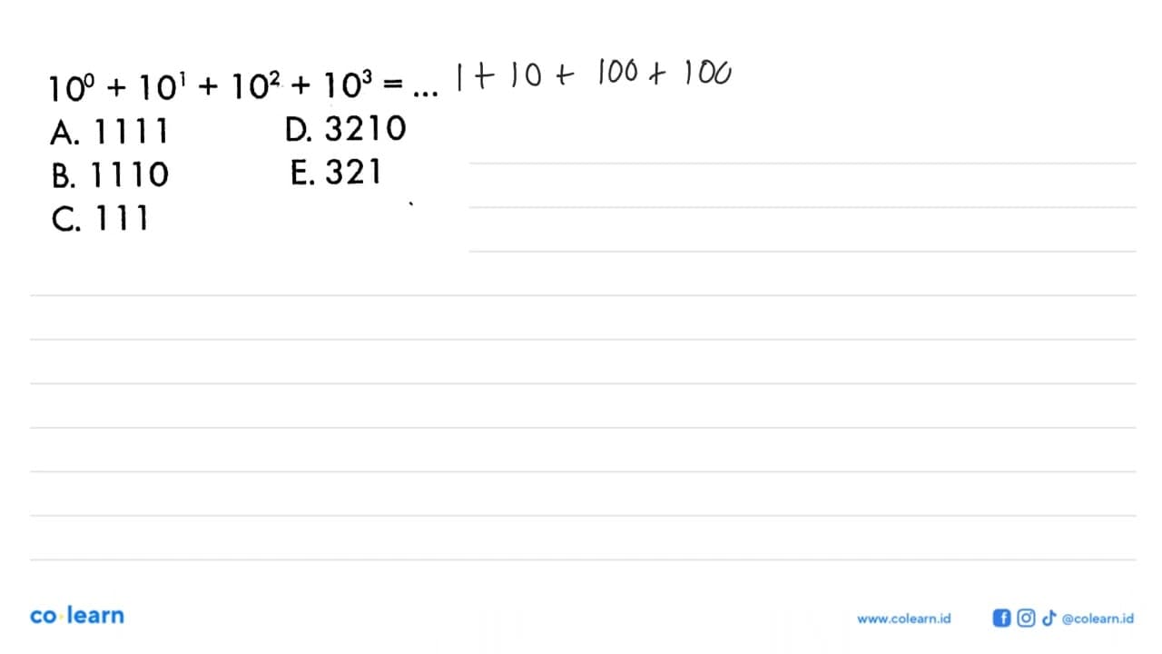 10^0+10^1+10^2+10^3= ....