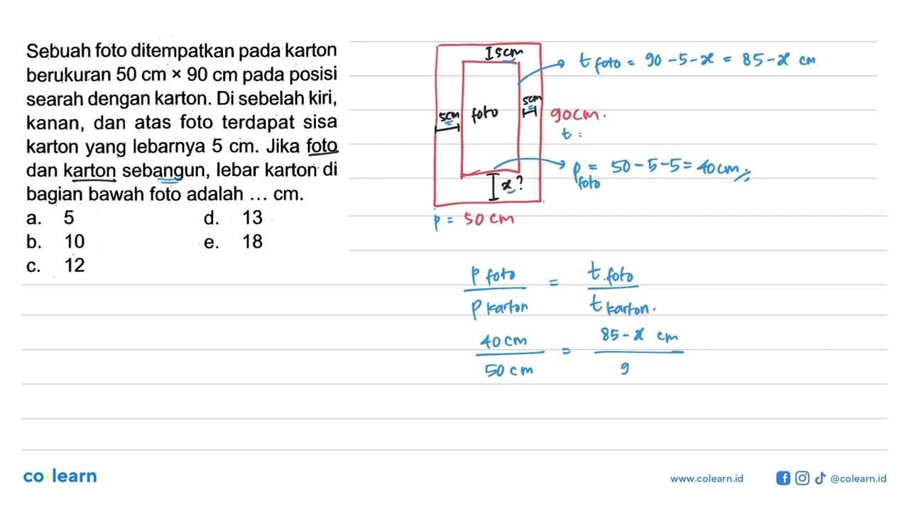 Sebuah foto ditempatkan pada karton berukuran 50 cm x 90 cm