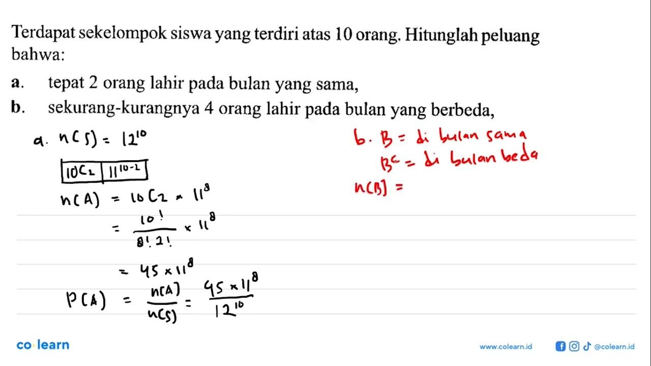 Terdapat sekelompok siswa yang terdiri atas 10 orang.