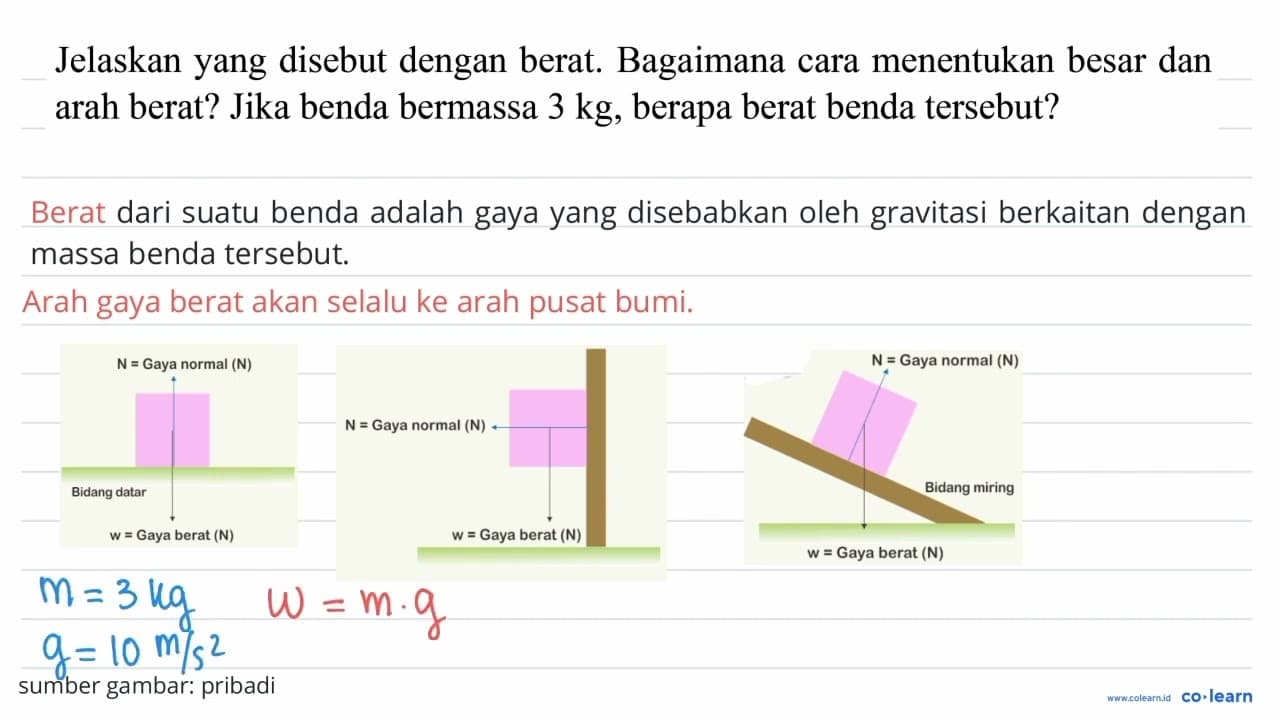 Jelaskan yang disebut dengan berat. Bagaimana cara