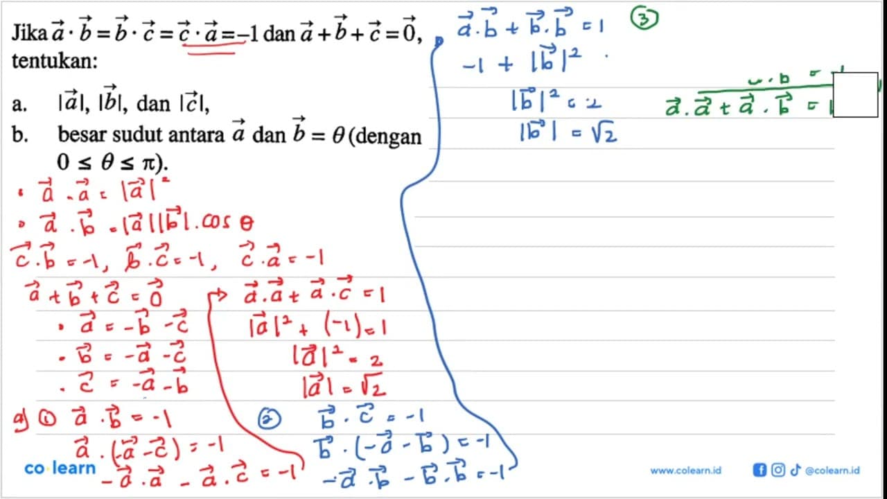 Jika vektor a .vektor b=vektor b. vektor c=vektor c. vektor