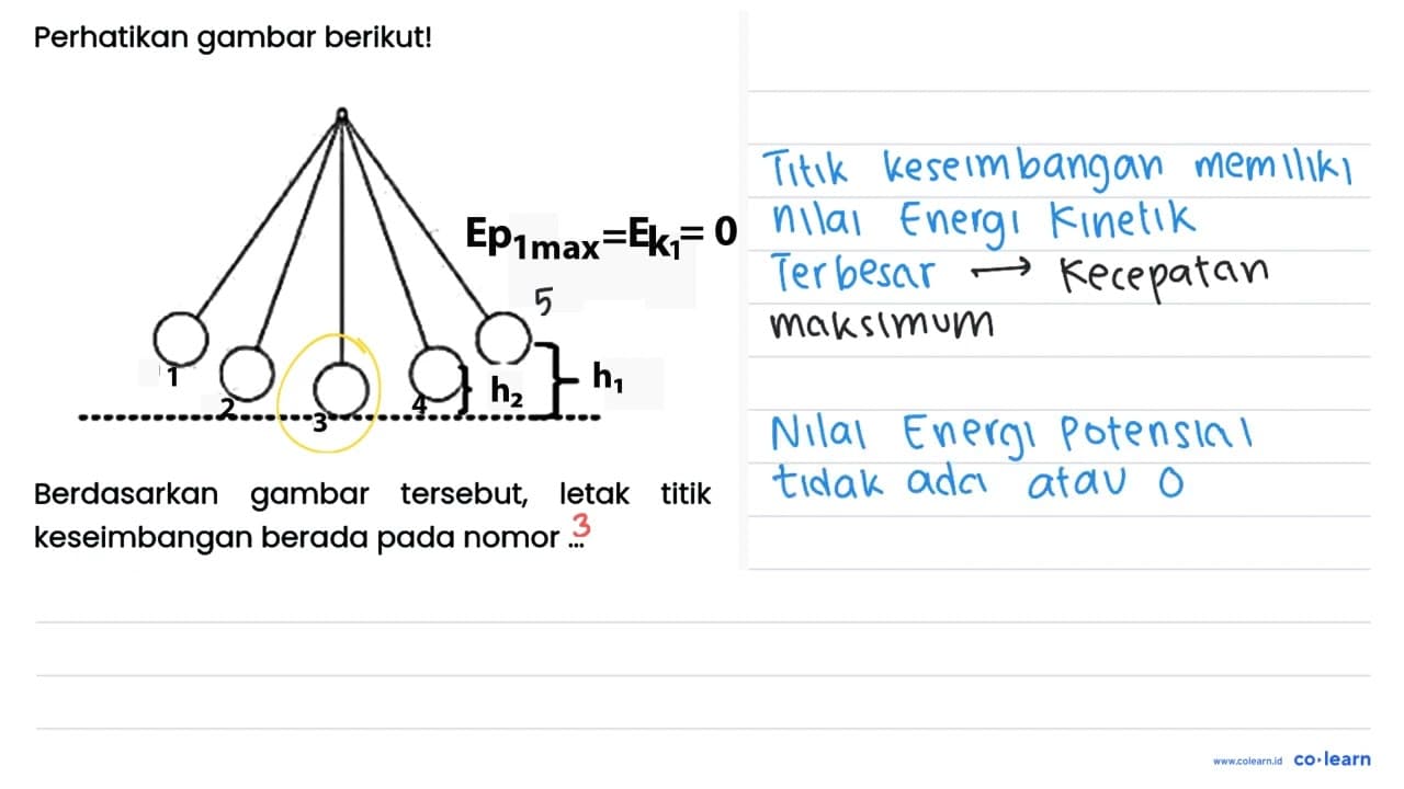 Perhatikan gambar berikut! Ep1 mas=Ek1=0 1 2 3 4 h2 h1