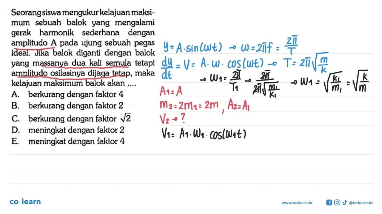 Seorang siswa mengukur kelajuan maksimum sebuah balok yang