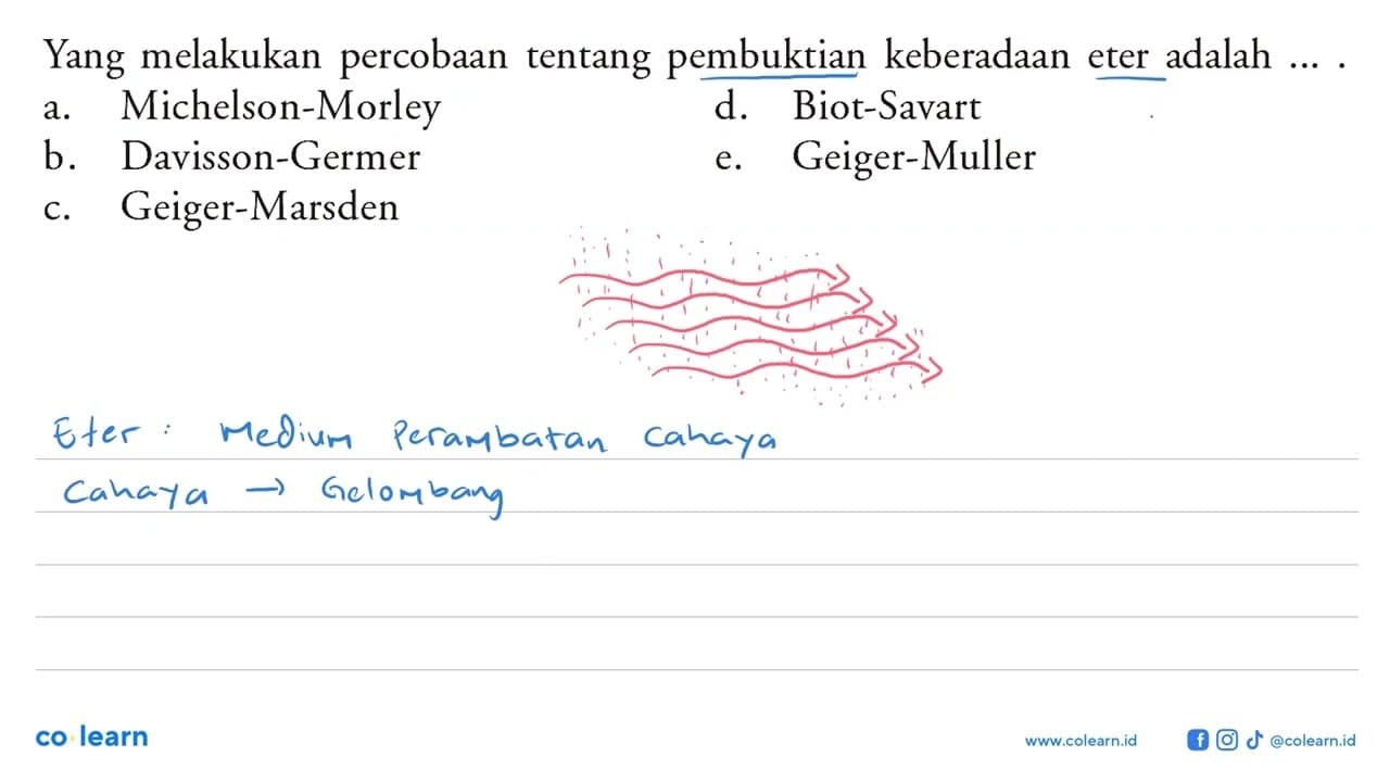 Yang melakukan percobaan tentang pembuktian keberadaan eter