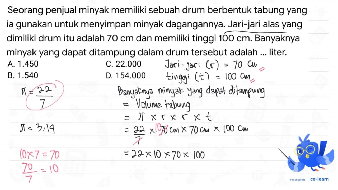 Seorang penjual minyak memiliki sebuah drum berbentuk