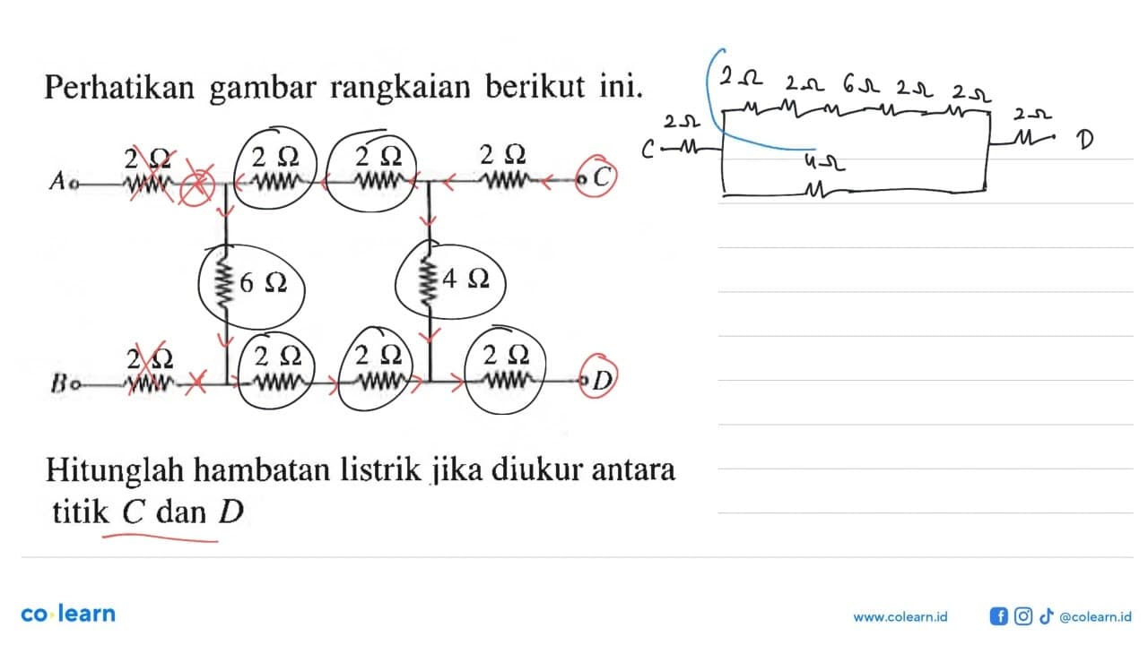 Perhatikan gambar rangkaian berikut ini. Hitunglah hambatan