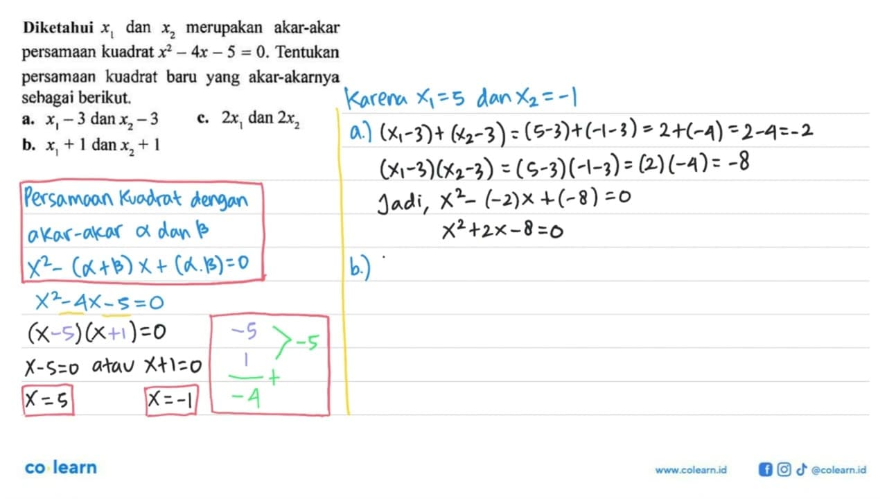 Diketahui x1 dan x2 merupakan akar-akar persamaan kuadrat