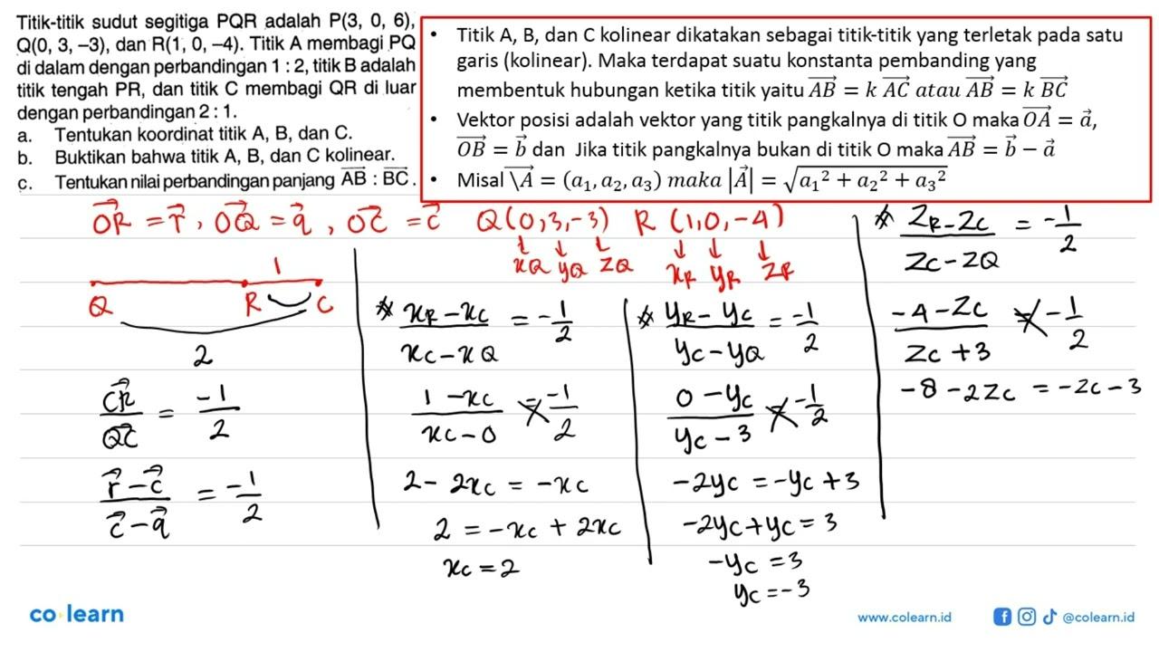 Titik-titik sudut segitiga PQR adalah P(3,0,6), Q(0,3,-3) ,