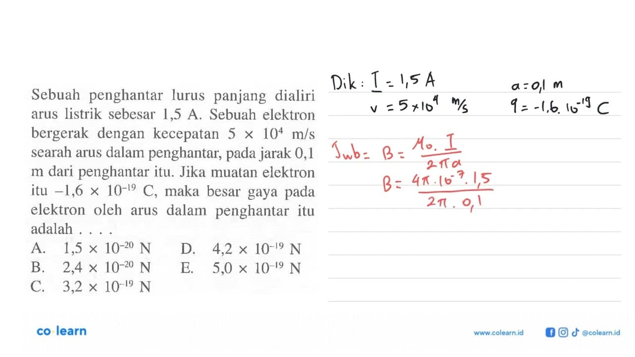 Sebuah penghantar lurus panjang dialiri arus listrik