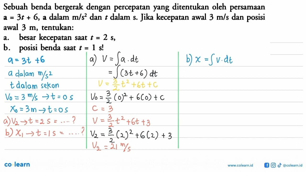 Sebuah benda bergerak dengan percepatan yang ditentukan