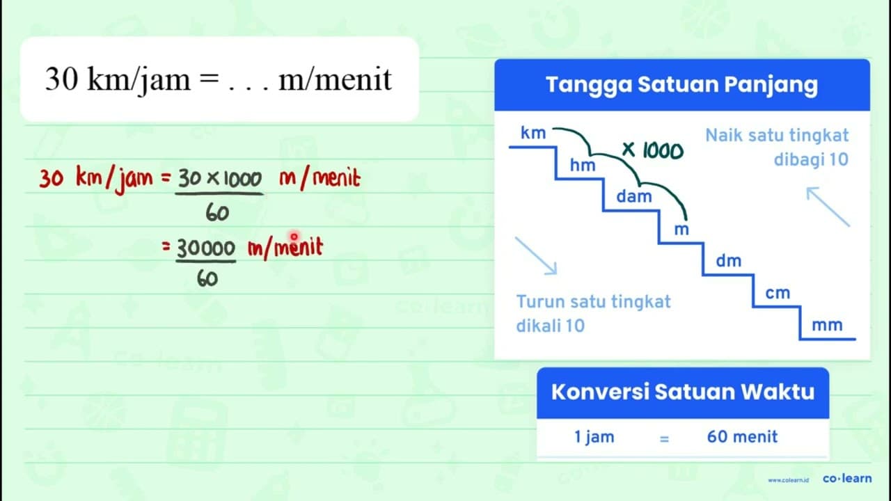 30 ~km / jam=... m / menit