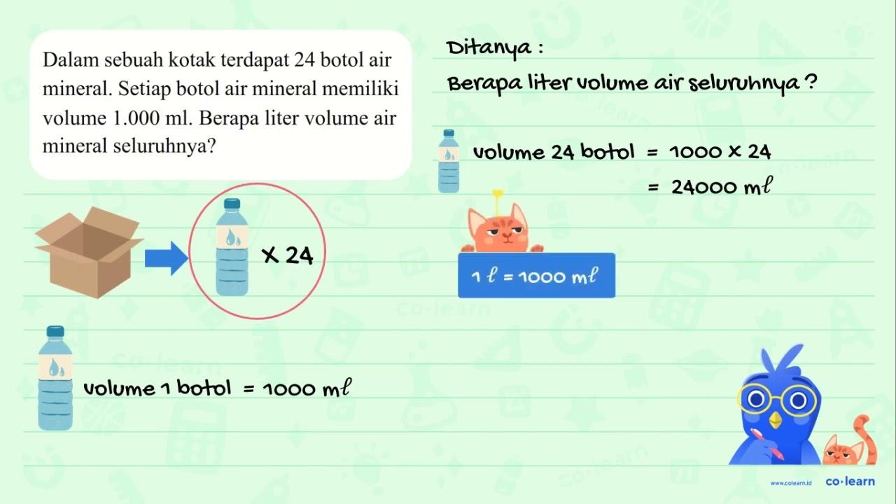 Dalam sebuah kotak terdapat 24 botol air mineral. Setiap