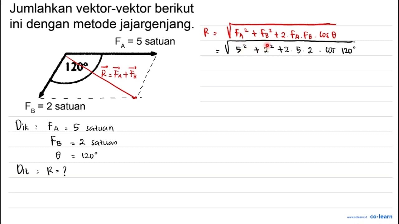 Jumlahkan vektor-vektor berikut ini dengan metode